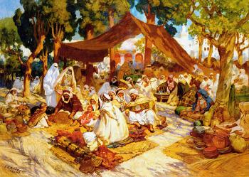 An evening gathering at a North-African encampment An evening gathering at a North-African encampment